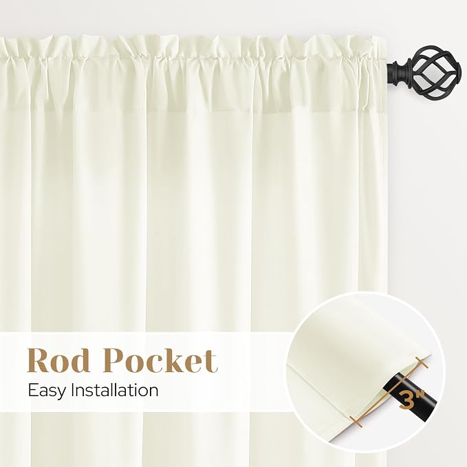 HOMEIDEAS Non-See-Through Ivory Privacy Sheer Curtains, 52 X 72 Inches Long 2 - Image 6