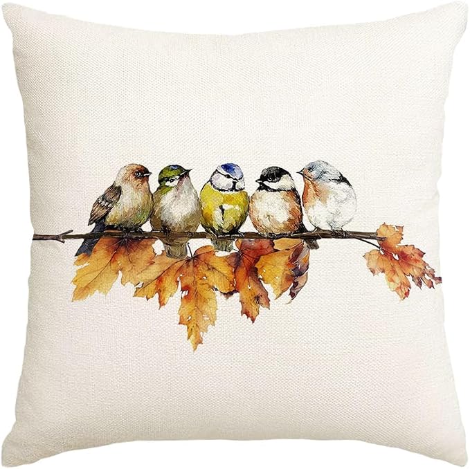 RABUSOFA Fall Pillow Covers 20x20 Inch Watercolor Bird Autumn Decorations by RABUSOFA
