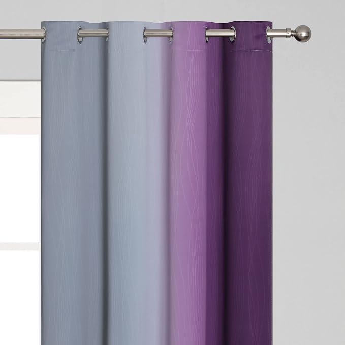 Estelar Textiler Ombre Grey and Purple Blackout Curtains 72 Inch Length 2 Panels - Image 4