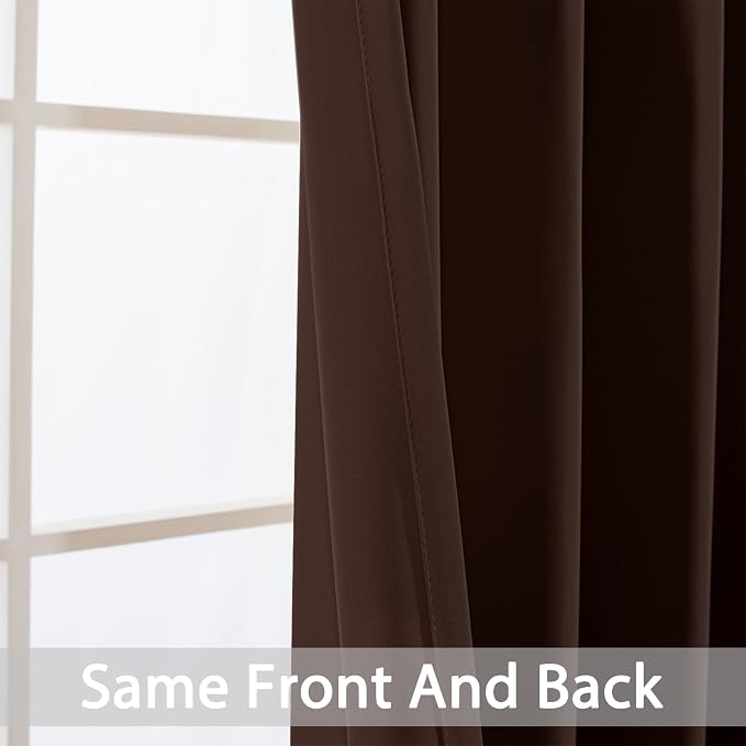 Yakamok Room Darkening Curtains 52x90 inch Long Chocolate Brown-Living Room | 2 - Image 3