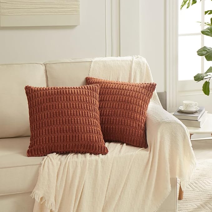 Fancy Homi 4 Packs Rust Decorative Throw Pillow Covers 16x16 Inch - Image 7