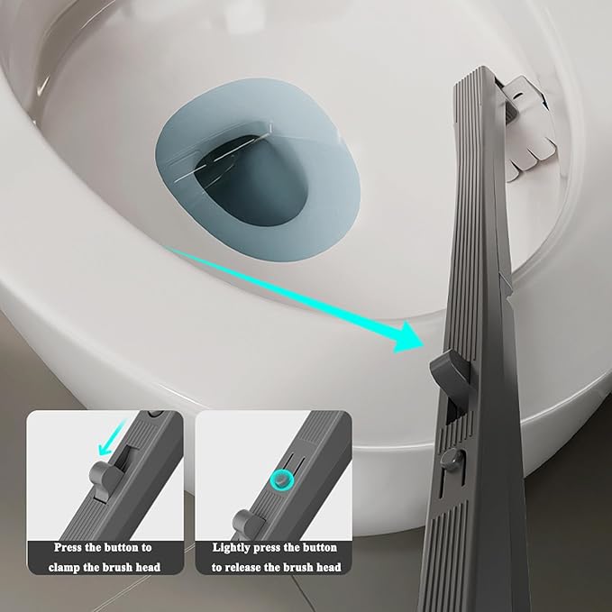 Disposable Toilet Brush with Replaceable Heads, Wall-Mounted Holder, Hygienic Bathroom Cleaning Tool (32 Refills)
