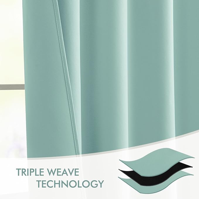 MIULEE Aqua Back Tab Blackout Curtains 52x108 Inch Long 2 Panels Set | Rod - Image 7