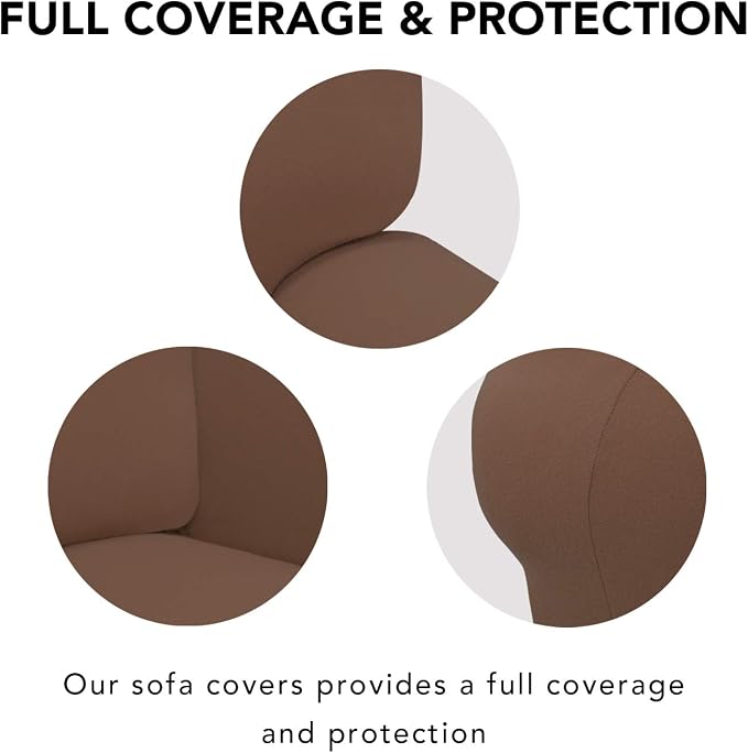 PureFit Stretch Oversized Couch Covers Fleece Sofa Slipcovers Brown | 1-Piece - Image 3