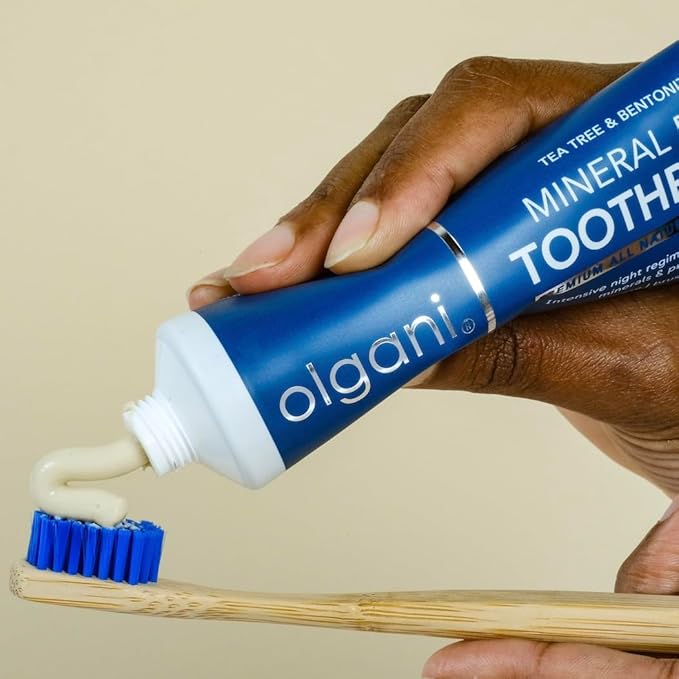 | Mineral Rich Toothpaste | Remineralizing Night-Time Formula with Bentonite Clay | Flouride-Free | Coconut Oil | Tea Tree & Peppermint | Safe for Kids | 2.53 Fl.Oz