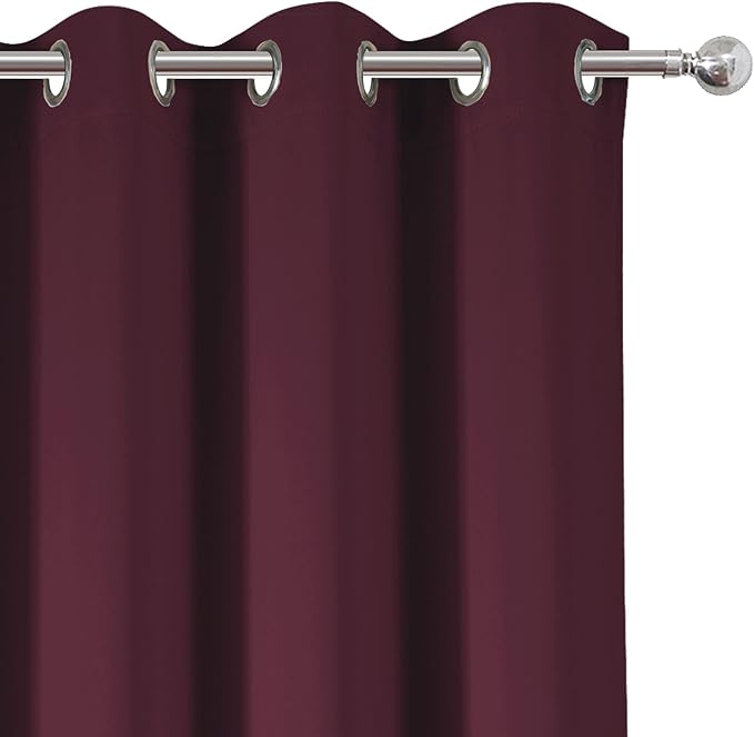 Blackout Curtains 66 x 95 inch/Burgundy Red Curtains Set of 2 Panels/Thermal - Image 7