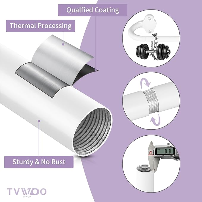 TVWOO White Wrap Around Curtain Rods:5/8" Small Blackout Adjustable Window - Image 4