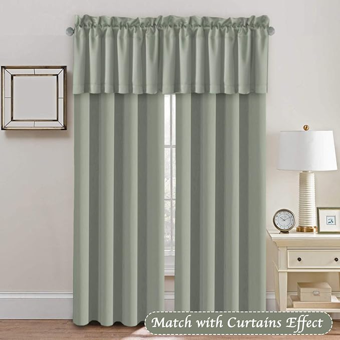 H.VERSAILTEX Blackout Valances for Windows, Sage Green Kitchen Window Valance - Image 3