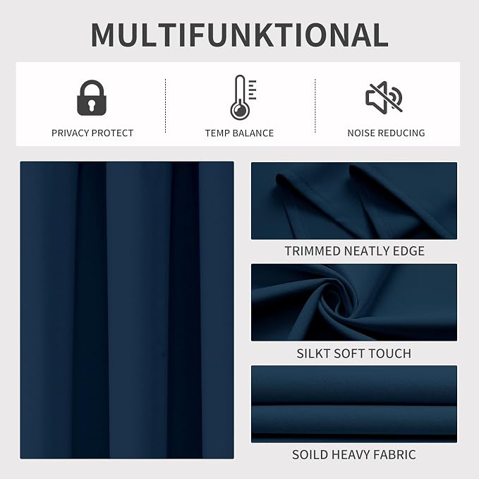Joydeco Blackout Curtains 72 Inch Length 2 Panels Set, Thermal Insulated Long - Image 3