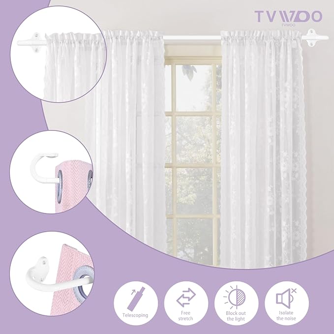 TVWOO Wrap Around Curtain Rods, 5/8 Inch Adjustable Blackout Curtain Rod Set - Image 8
