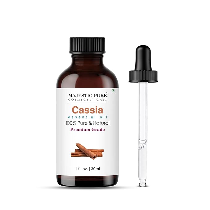 Majestic Pure Cassia Essential Oil with Glass Dropper - 1 Fl Oz - 100% Pure and Natural Cassia Oil - Premium Grade Essential Oils for Diffuser, Aromatherapy, Soap and Candle Making