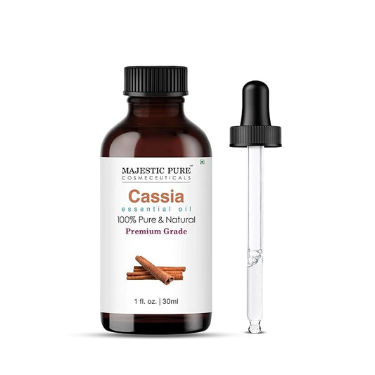 Majestic Pure Cassia Essential Oil with Glass Dropper - 1 Fl Oz - 100% Pure and Natural Cassia Oil - Premium Grade Essential Oils for Diffuser, Aromatherapy, Soap and Candle Making