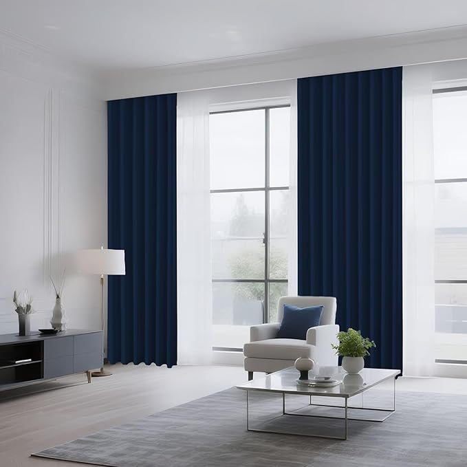 CUCRAF Navy Blue Blackout Curtains 108 inch Length 2 Panels Set, Rod Pocket - Image 8