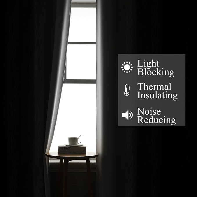 Estelar Textiler Black and Greyish White Ombre Blackout Curtains 90 Inch Length - Image 3