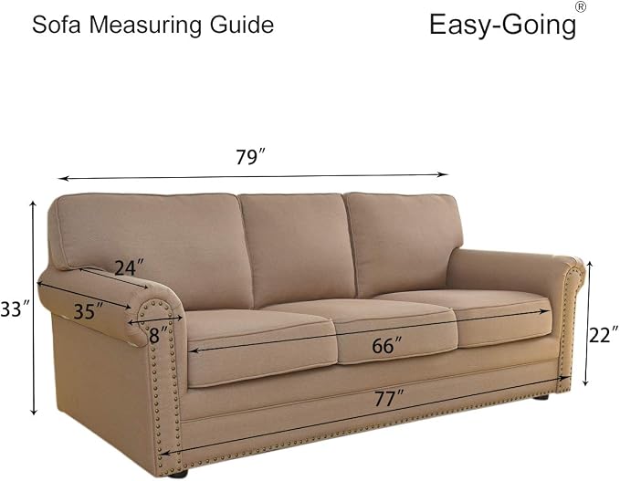 Easy-Going Reversible Couch Cover, 3 Cushion Sofa, Chocolate/Beige | Machine - Image 7