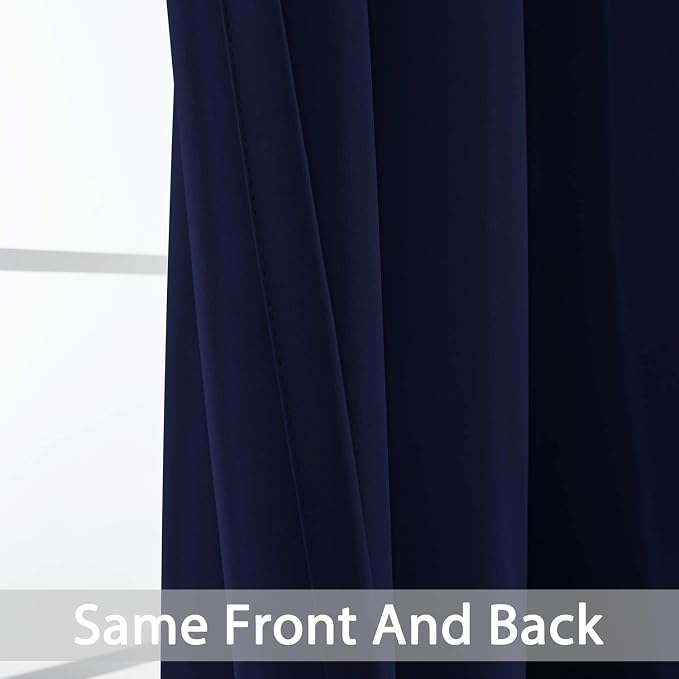 Yakamok Room Darkening Curtains 52x84 inch Length Navy Blue-Living Room | 2 - Image 6