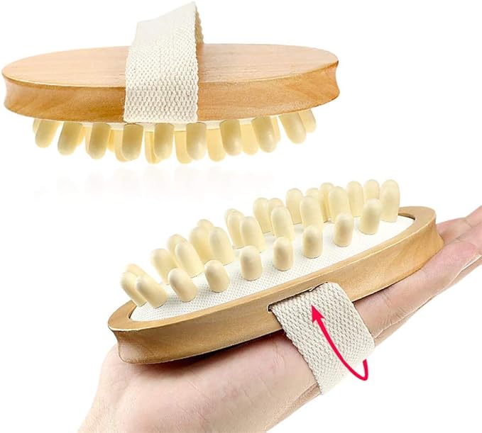 Natural Wooden Massage Body Brush for Cellulite and Improve Lymphatic Blood Circulation Dry Brush Remove Dead Skin Shower Bathe SPA Bath Brush