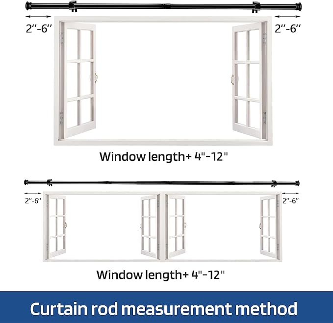 Curtain Rods 2 Pack 5/8 inch Black Curtain Rods - Image 5