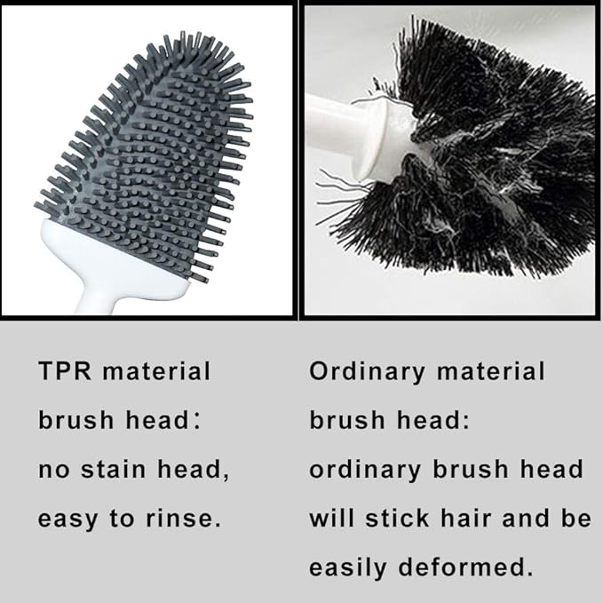 Sellemer Toilet Brush and Holder Set for Bathroom, Flexible Toilet Bowl Brush Head with Silicone Bristles, Compact Size for Storage and Organization, Ventilation Slots Base (2 Pack, Silver)