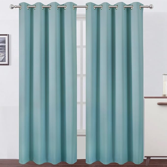Stone Blue Thermal Blackout Curtains/52 x 95 Inch/Set of 2 Panels Room by Lemomo