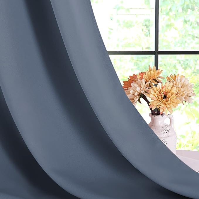 NICETOWN Blackout Curtains for Bedroom, Stone Blue, 34-inch Wide x 80-inch Long - Image 6