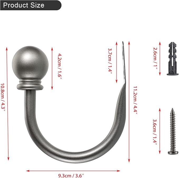 Sumnacon Set of 2 Decorative Curtain Holdbacks, Wall Mounted Aluminum Alloy - Image 4