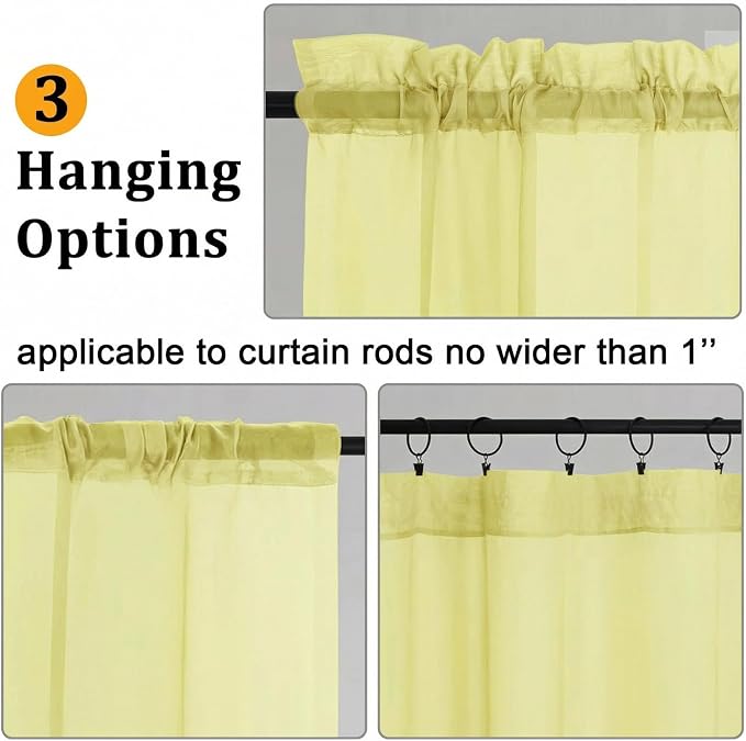 Gwine Short Kitchen Sheer Curtains 24 Inch Length - Image 2