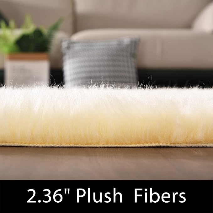 Latepis Yellow Fur Rugs Small 2x3 Area Faux Sheepskin Rug Throw - Image 2