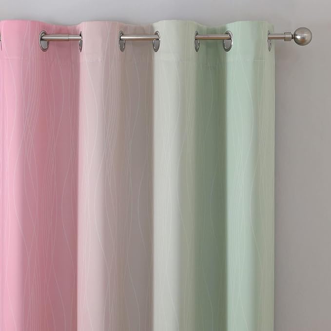 Estelar Textiler Sage and Pink Blackout Curtains 54 Inch Length, Light Blocking - Image 4