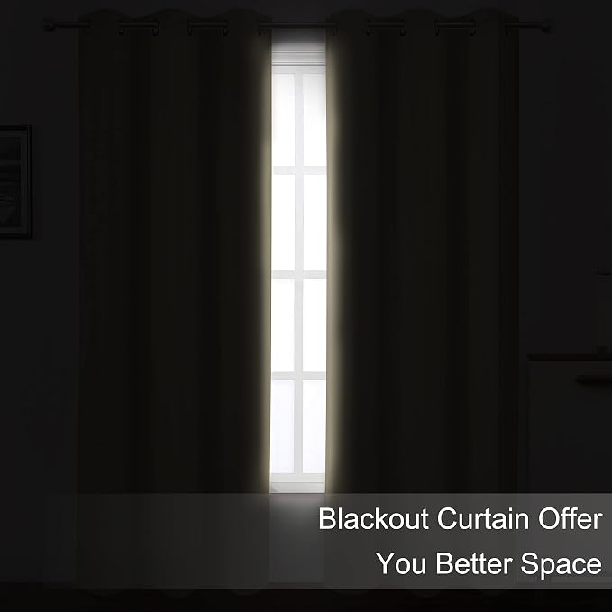 LEMOMO Blackout Curtains 42 x 95 inch/Beige Curtains Set of 2 Panels/Thermal - Image 3