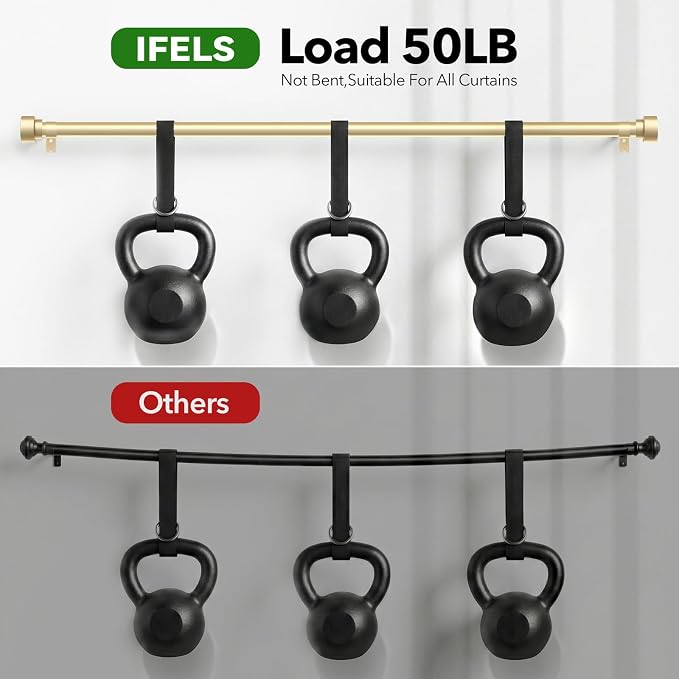 IFELS Heavy Duty Curtain Rods for Windows 72 to 144 Inch, 1 Inch Adjustable - Image 6