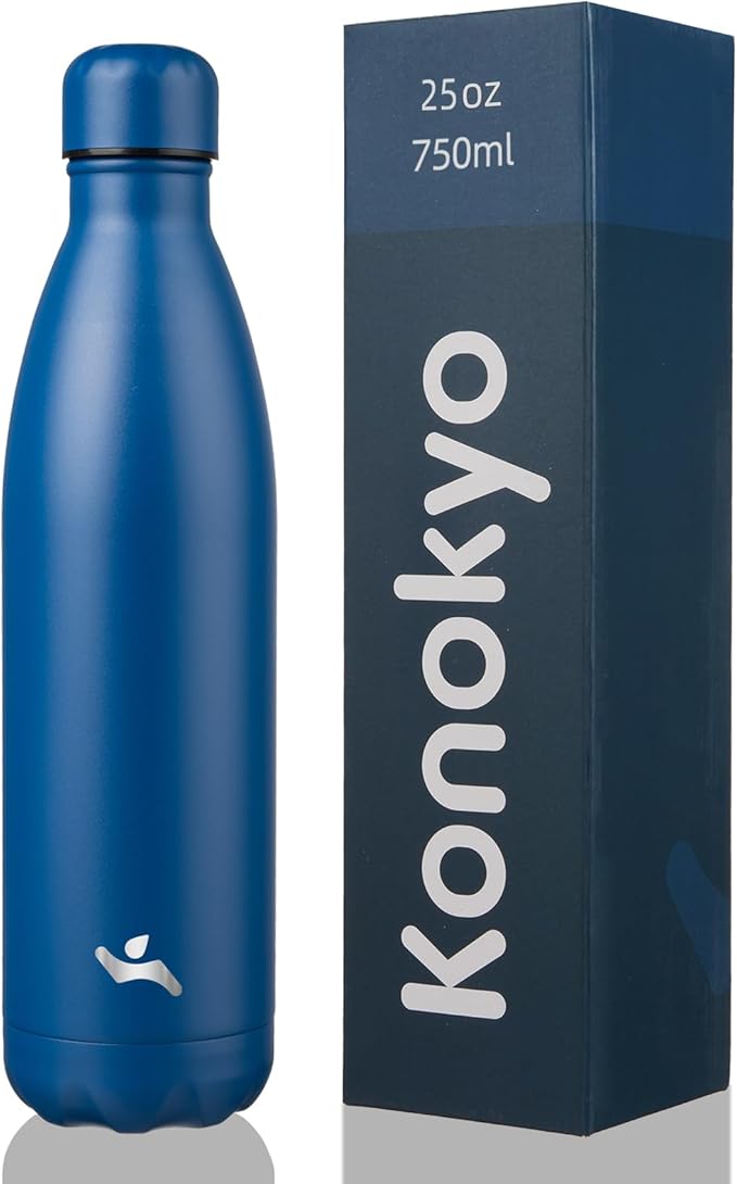 Insulated Water Bottles,25 oz Double Wall Stainless Steel Vacumm Metal Flask for Sports Travel,Blue