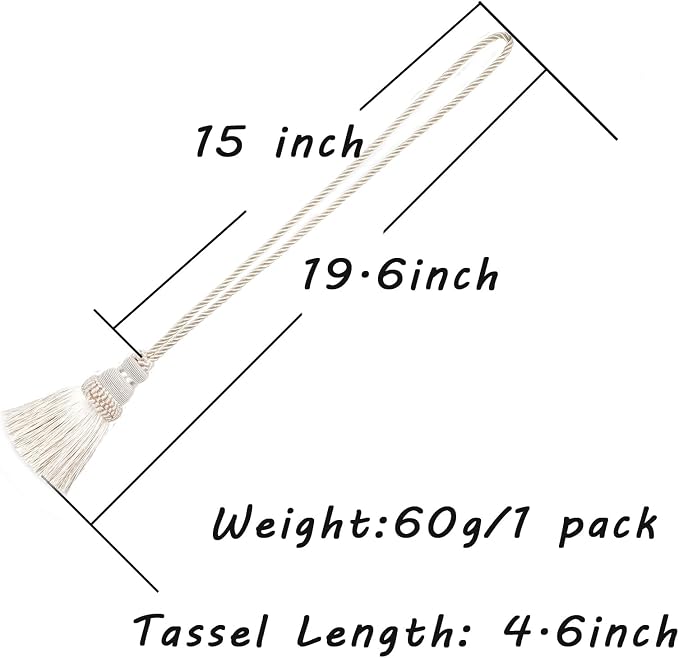 Fenghuangwu 2 Pack Curtain Tie Backs Rope Tassels - Image 2