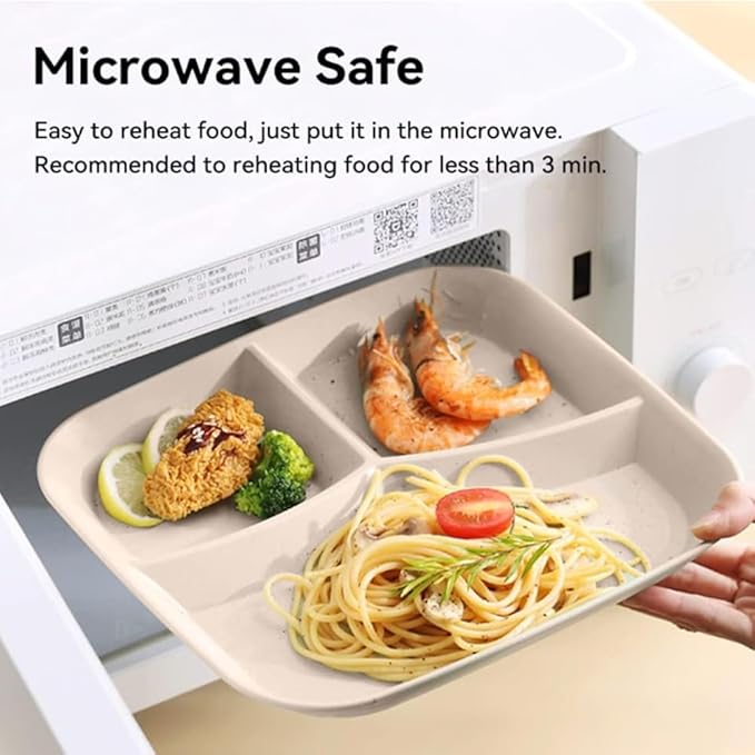 10 Inch Portion Control Divided Plates for Healthy Eating, 4PCS Unbreakable Wheat Straw Dinner Plate BPA Free, Plates for Kids Adults Picnic,Reusable Plates (4 PACK)