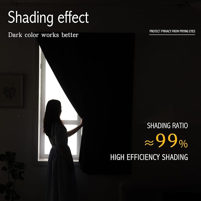 Thermal Blackout Curtains with Self-Adhesive Tape, No Rod No Drill Easy Install - Image 4