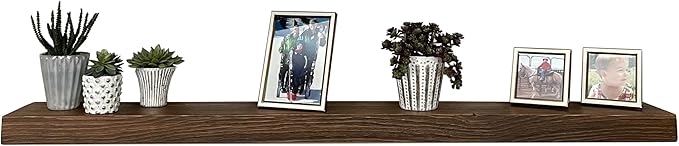joelsantiques 72 Inch Wooden Floating Shelves for Wall - 72x8x2 in - Made of Natural Wood - Long Heavy Duty Rustic Wall Shelves for Bedroom - Perfect for Living Room, Kitchen - Medium Brown