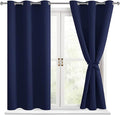 Short Blackout Curtains for Bedroom Navy Blue 42 x 45 Inch 2 Panels | Thermal by Hiasan