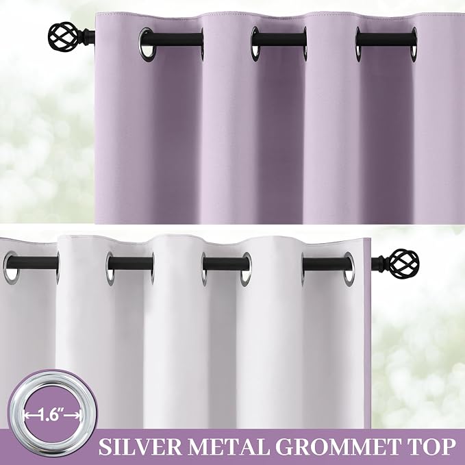 Yakamok Lilac 100% Blackout Curtains 96 Inches Long - Image 2