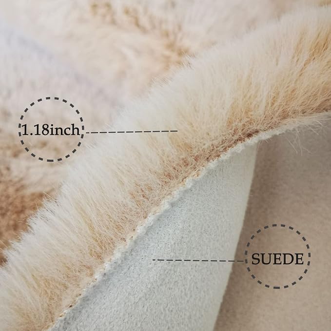 Ghouse Ultra Soft Faux Rabbit Fur Rug 4x6, Machine Washable Area Rugs - Image 3