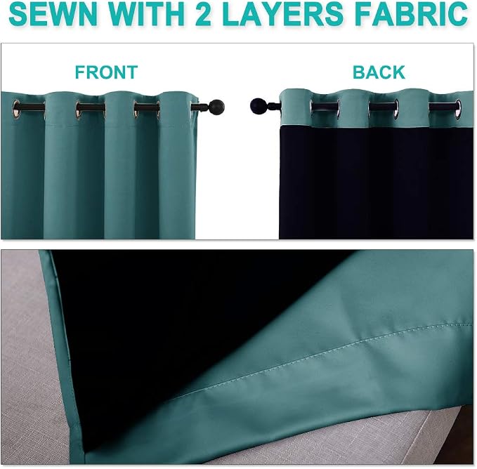NICETOWN Blackout Curtains 80 inches Long, 2 Pieces, Sea Teal, Full Light - Image 5