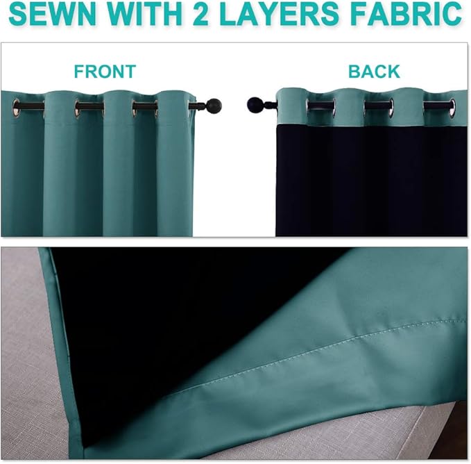 NICETOWN 100% Blackout Blinds, Sea Teal, Laundry Room Decor Window Treatment - Image 5