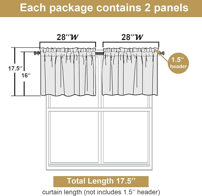 Lecloud Leia Charcoal Grey Sheer Curtains 16 Inch Length 2 Pcs, Jacquard Leaf - Image 3