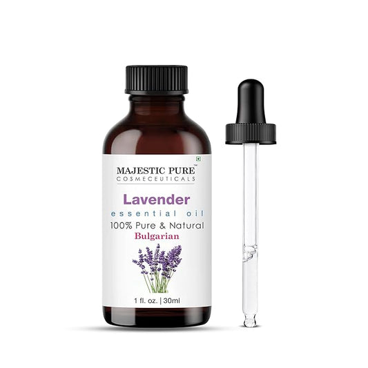 Majestic Pure Lavender Essential Oil with Glass Dropper - 1 Fl Oz - 100% Pure and Natural Lavender Oil - Premium Grade Essential Oils for Diffuser, Aromatherapy, Soap and Candle Making