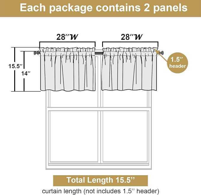Lecloud Leia Charcoal Grey Sheer Valances - Image 3