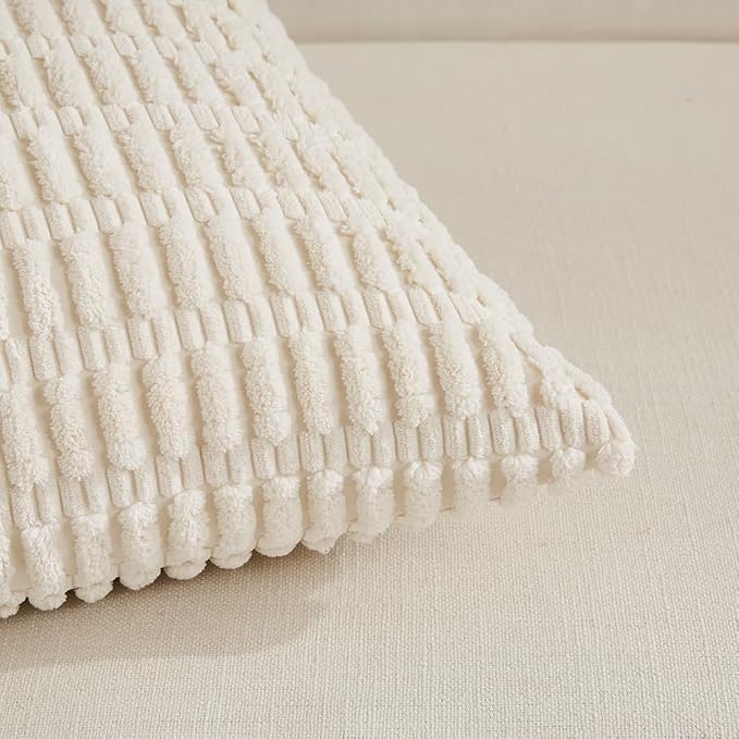 Fancy Homi 4 Packs Boho Cream Decorative Throw Pillow Covers 12x20 Inch - Image 4