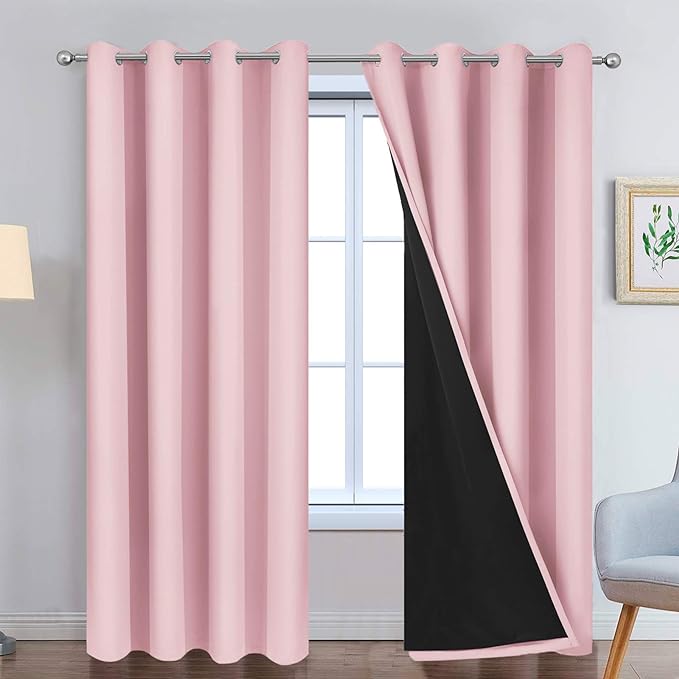 Yakamok Pink 100% Blackout Curtains 96 Inches Long by Yakamok