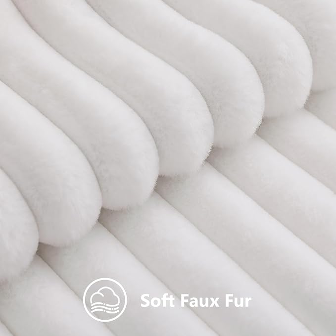 decorUhome Fall Faux Fur Throw Pillow Covers 18x18 Set of 2 White | Decorative - Image 2