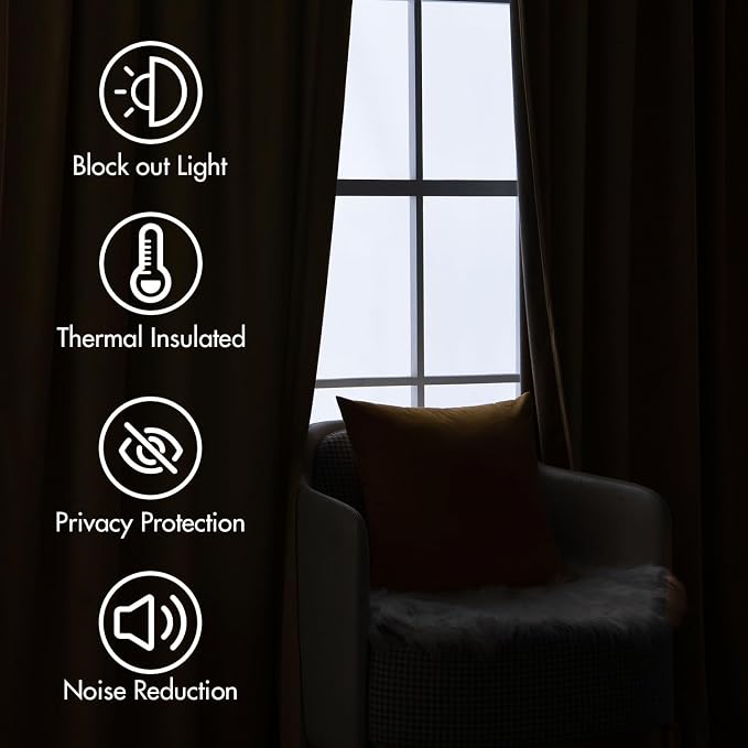 MIULEE Velvet Curtains 52x108 inches 2 Panels Gold Brown Blackout Curtains | - Image 5