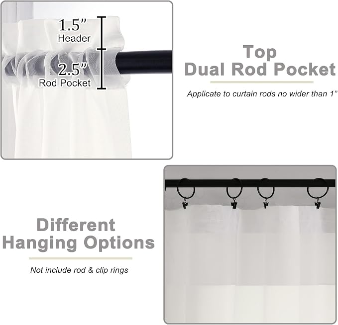 Extra Long Sheer Ivory Curtains - Image 3