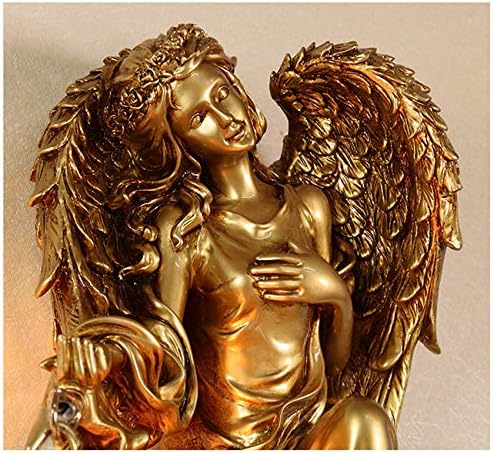 LITFAD Angel Wall Lamp Antique Spherical Sconce Light Decorated Bedside Lamp Clear Crystal 1 Light in Gold LED Wall Light for Bedroom Living Room Hotel - Right